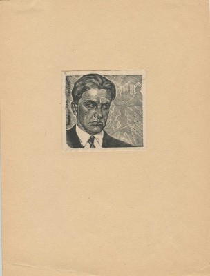 Критская Анна Михайловна. В.В. Маяковский. Портрет для фронтовых открыток (М.: Советский график, 1944)